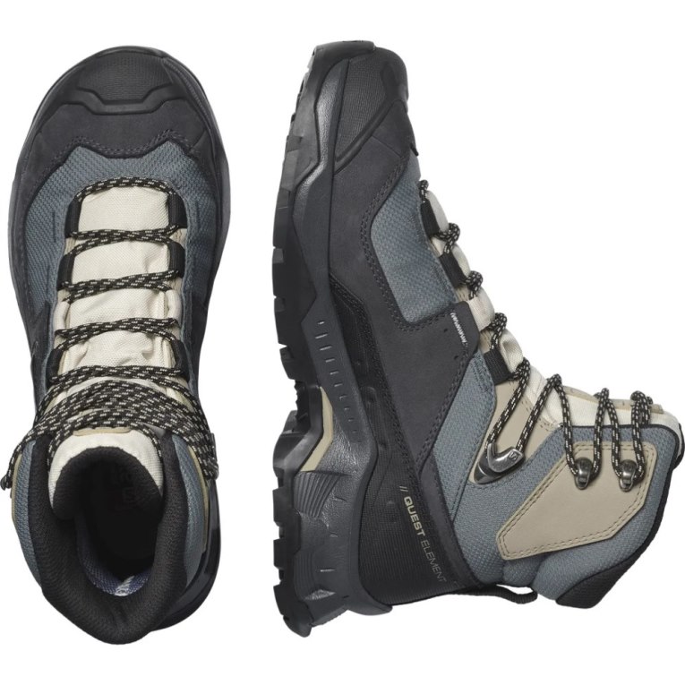 Grey / Black / Khaki Salomon Quest Element GTX Women's Hiking Boots | IE SU8641